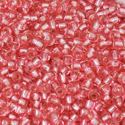 #8/0 ROCAILLES - APPROX 40G - SILVER LINED PINK
