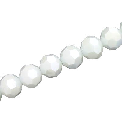 10MM FACETED ROUND CRYSTAL BEADS - APPROX 72/PCS  - WHITE ALABASTER