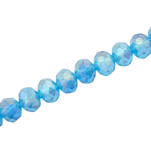 10 X 8 MM CRYSTAL RONDELLE BEADS AQUA AB - 72 PCS