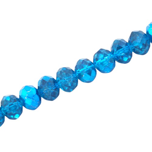 10 X 8 MM RONDELLE BEADS CRYSTAL METALLIC AQUA - 60 PCS