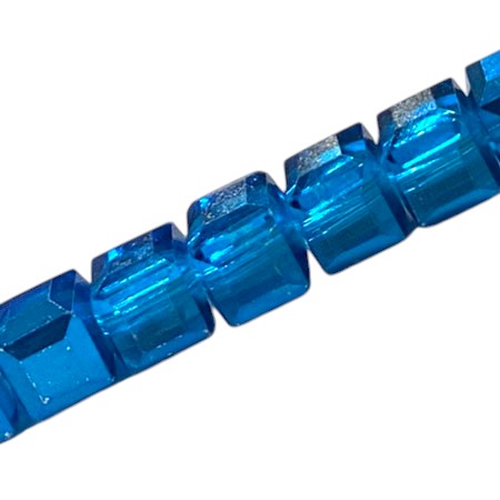 10 MM CUBE BEADS APPROX 38 PCS / CRYSTAL METALLIC AQUA
