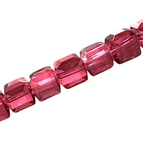 10 MM CUBE BEADS APPROX 38 PCS / CRYSTAL METALLIC CRANBERRY