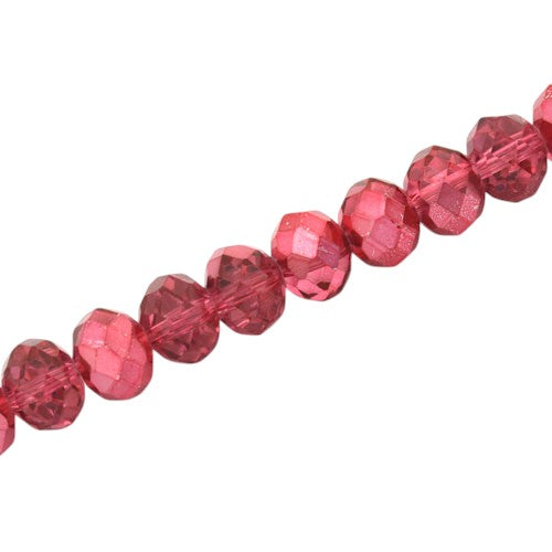 10 X 8 MM RONDELLE BEADS CRYSTAL METALLIC CRANBERRY - 60 PCS