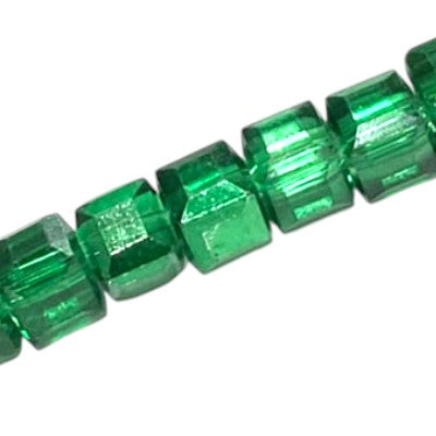 10 MM CUBE BEADS APPROX 38 PCS / CRYSTAL METALLIC GREEN
