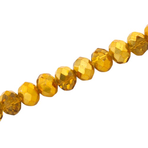 10 X 8 MM RONDELLE BEADS CRYSTAL METALLIC GOLD - 60 PCS
