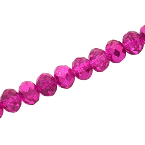 10 X 8 MM RONDELLE BEADS CRYSTAL METALLIC HOT PINK - 60 PCS