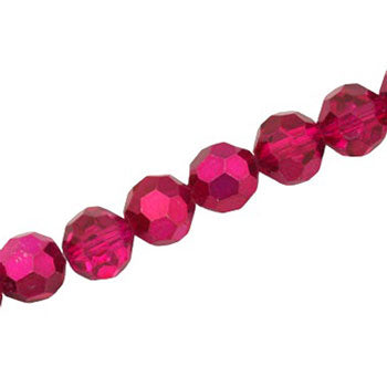 10 MM FACETED ROUND CRYSTAL BEADS APPROX 72/PCS - CRYSTAL METALLIC HOT PINK