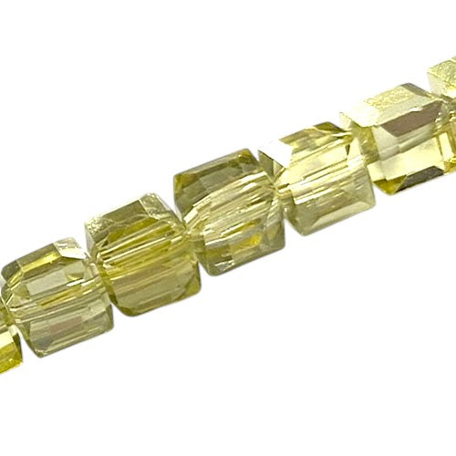 10 MM CUBE BEADS APPROX 38 PCS / CRYSTAL METALLIC OLIVE
