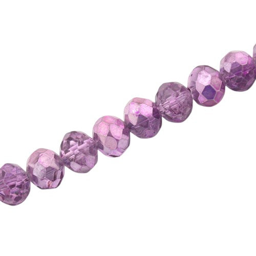 10 X 8 MM RONDELLE BEADS CRYSTAL METALLIC PURPLE - 60 PCS