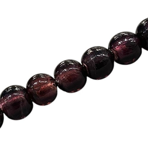 10 MM ROUND FOIL BEADS DARK PLUM - 35 PCS