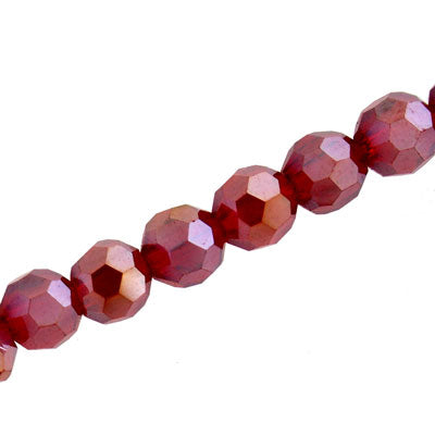 10 MM FACETED ROUND CRYSTAL BEADS APPROX 72/PCS - DARK RED AB