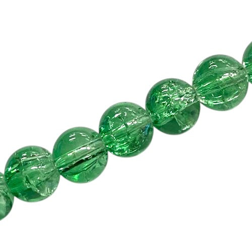 10 MM ROUND GLASS CRACKLE BEADS GREEN - 80 PCS