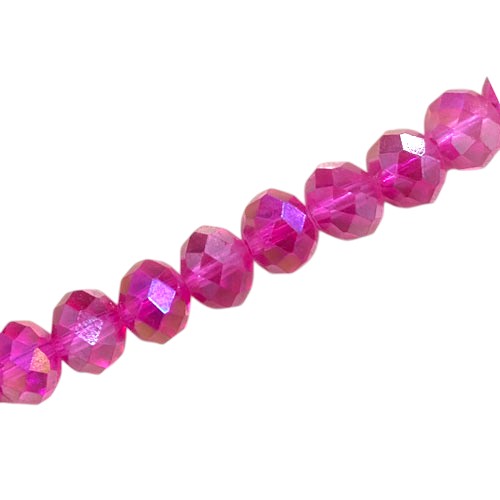 10 X 8 MM CRYSTAL RONDELLE BEADS HOT PINK AB - 72 PCS