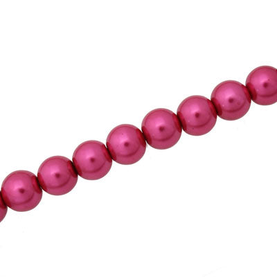 10 MM GLASS PEARL BEADS - APPROX 85 / PCS - HOT PINK