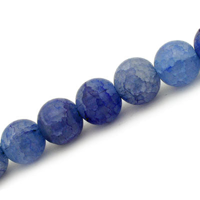 10 MM ROUND CRACKLE MIX / BLUE - 42 PCS