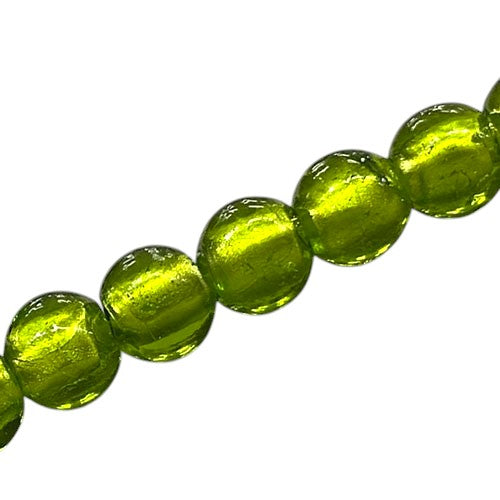 12 MM ROUND FOIL BEADS LIME - 30 PCS