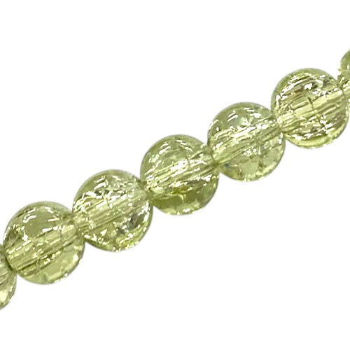 10 MM ROUND GLASS CRACKLE BEADS LIGHT KHAKI - 80 PCS