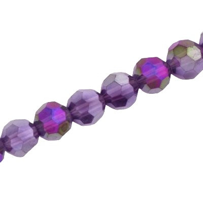 10 MM FACETED ROUND CRYSTAL BEADS APPROX 72/PCS -AMETHYST AB