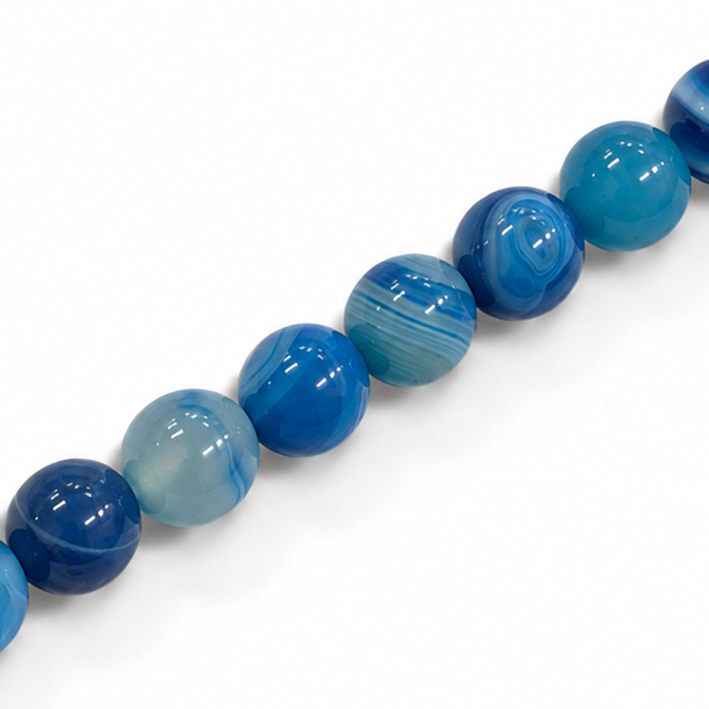 Agate Blue Beads 10mm Round Dyed – Approx 38pcs
