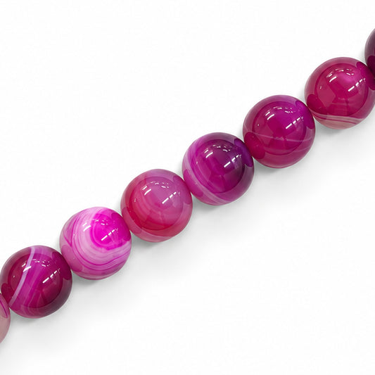 Agate Dark Pink Beads 10mm Round Dyed – Approx 38pcs