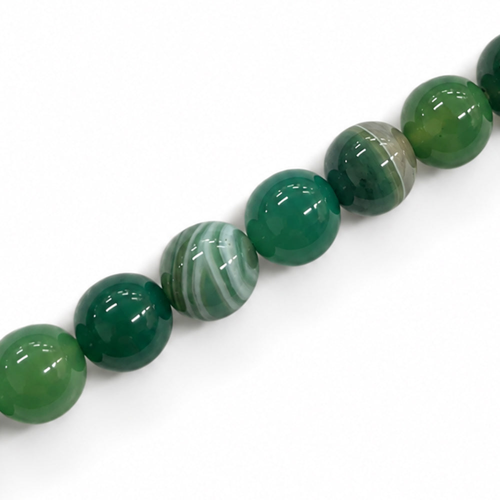 Agate Green Beads 10mm Round Dyed – Approx 38pcs