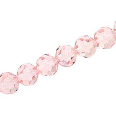 10MM FACETED ROUND CRYSTAL BEADS - APPROX 72/PCS  - LIGHT PINK