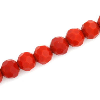 10 MM FACETED ROUND CRYSTAL BEADS APPROX 72/PCS -OPAQUE RED