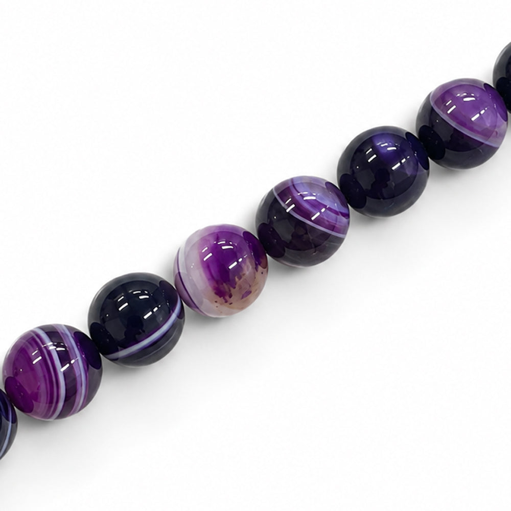 Agate Purple Beads 10mm Round Dyed – Approx 38pcs