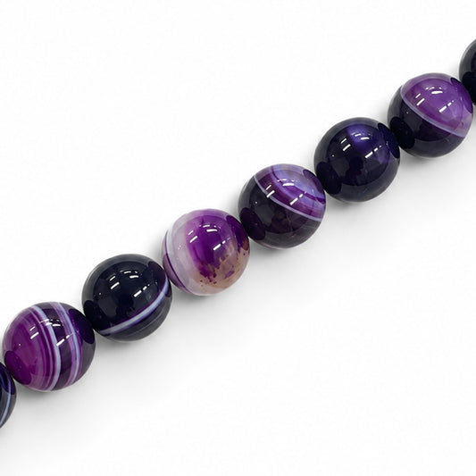 Agate Purple Beads 10mm Round Dyed – Approx 38pcs