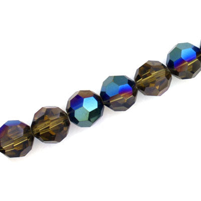 10 MM FACETED ROUND CRYSTAL BEADS APPROX 72/PCS - TOPAZ / MT BLUE