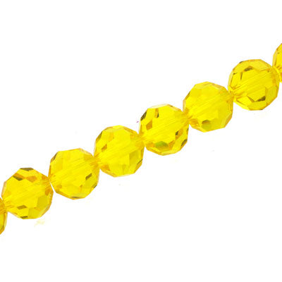 10MM FACETED ROUND CRYSTAL BEADS - APPROX 72/PCS  - YELLOW