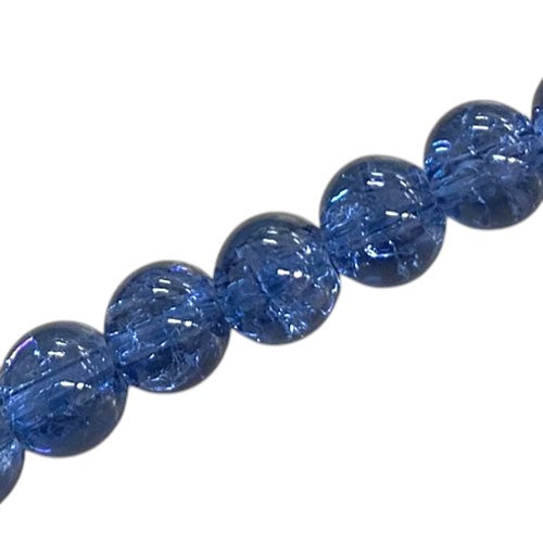 10 MM ROUND GLASS CRACKLE BEADS MIDNIGHT BLUE - 80 PCS