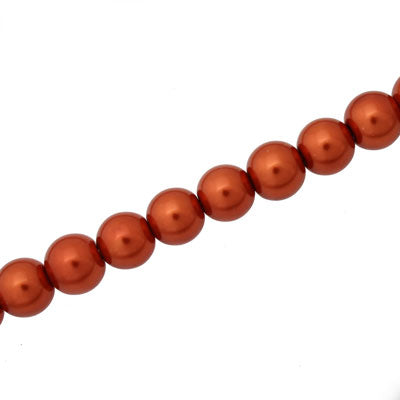 10 MM GLASS PEARL BEADS - APPROX 85 / PCS - BURNT ORANGE