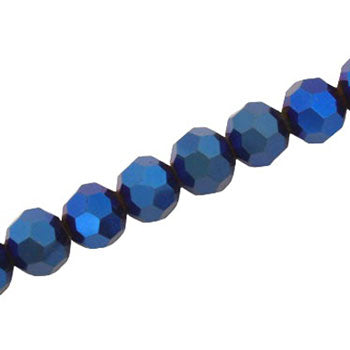 10 MM FACETED ROUND CRYSTAL BEADS APPROX 72/PCS - METALLIC BLUE