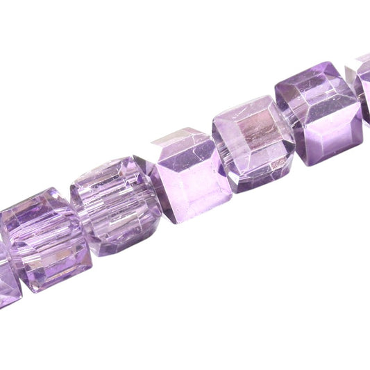 10 MM CUBE BEADS APPROX 80 PCS / CRYSTAL METALLIC PURPLE