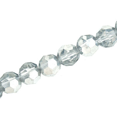 10 MM FACETED ROUND CRYSTAL BEADS APPROX 72/PCS - SILVER / CRYSTAL