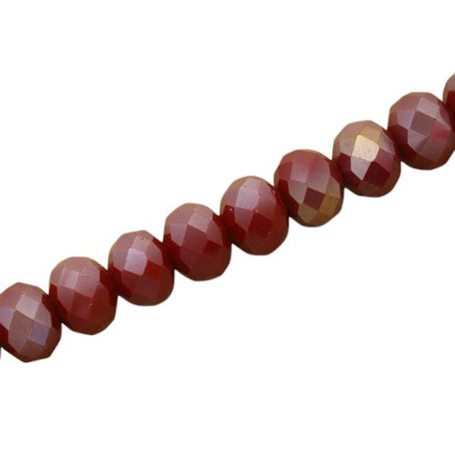 10 X 8 MM CRYSTAL RONDELLE BEADS OPAQUE DARK RED AB - 72 PCS
