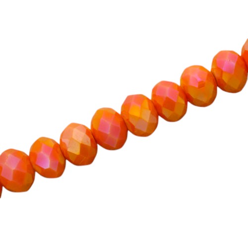 10 X 8 MM CRYSTAL RONDELLE BEADS OPAQUE ORANGE AB - 72 PCS