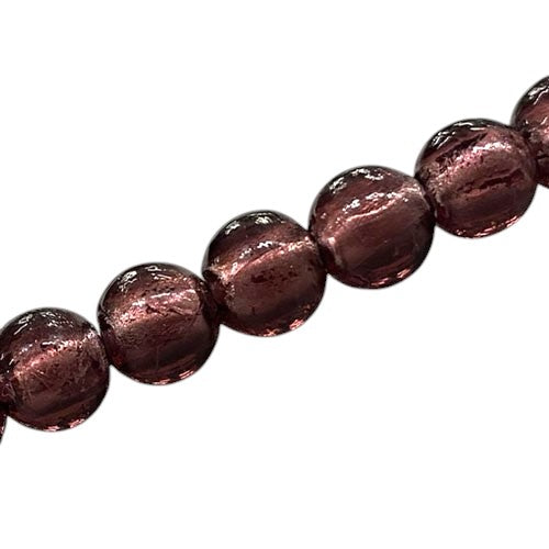 10 MM ROUND FOIL BEADS PLUM - 35 PCS