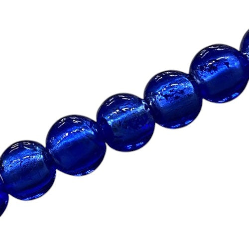 12 MM ROUND FOIL BEADS ROYAL BLUE - 30 PCS