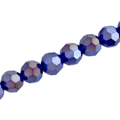 10 MM FACETED ROUND CRYSTAL BEADS APPROX 72/PCS - ROYAL BLUE AB