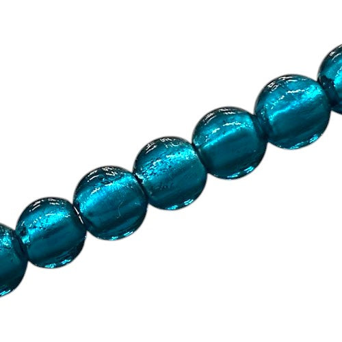 12 MM ROUND FOIL BEADS TEAL - 30 PCS