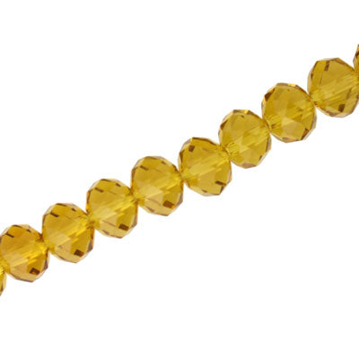 10 X 8 MM CRYSTAL RONDELLE BEADS AMBER - APPROX 72 / PCS