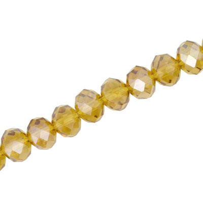 10 X 8 MM CRYSTAL RONDELLE BEADS AMBER AB - APPROX 72 / PCS