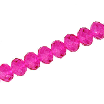 10 X 8 MM CRYSTAL RONDELLE BEADS HOT PINK - APPROX 72 / PCS