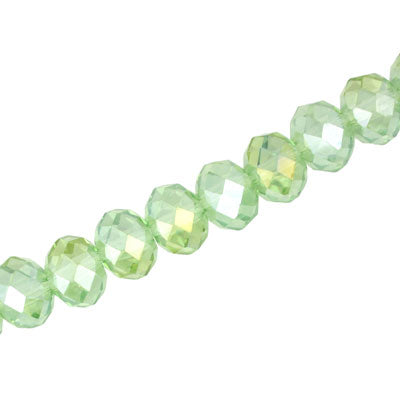 10 X 8 MM CRYSTAL RONDELLE BEADS LIGHT GREEN AB - APPROX 72 / PCS