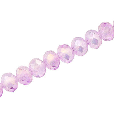 10 X 8 MM CRYSTAL RONDELLE BEADS LIGHT PURPLE AB - APPROX 72 / PCS