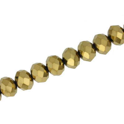 10 X 8 MM CRYSTAL RONDELLE BEADS METALLIC GOLD - APPROX 72 / PCS