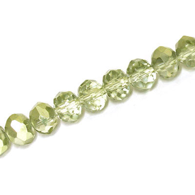 10 X 8 MM CRYSTAL RONDELLE BEADS CRYSTAL METALLIC LIGHT OLIVE - APPROX 68 / PCS
