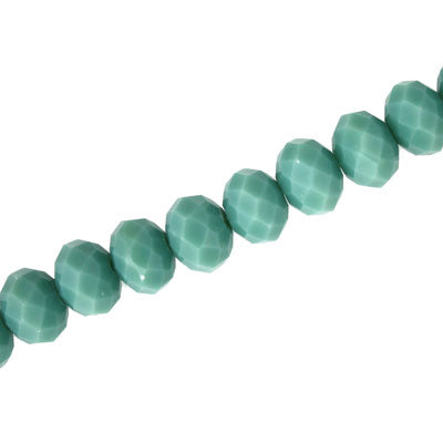 10 X 8 MM CRYSTAL RONDELLE BEADS OPAQUE TEAL - APPROX 72 / PCS